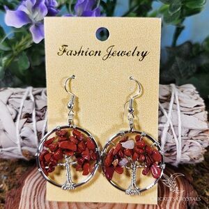 Red Jasper Tree of Life Earrings #14